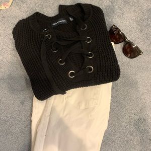 525 america lace up sweater